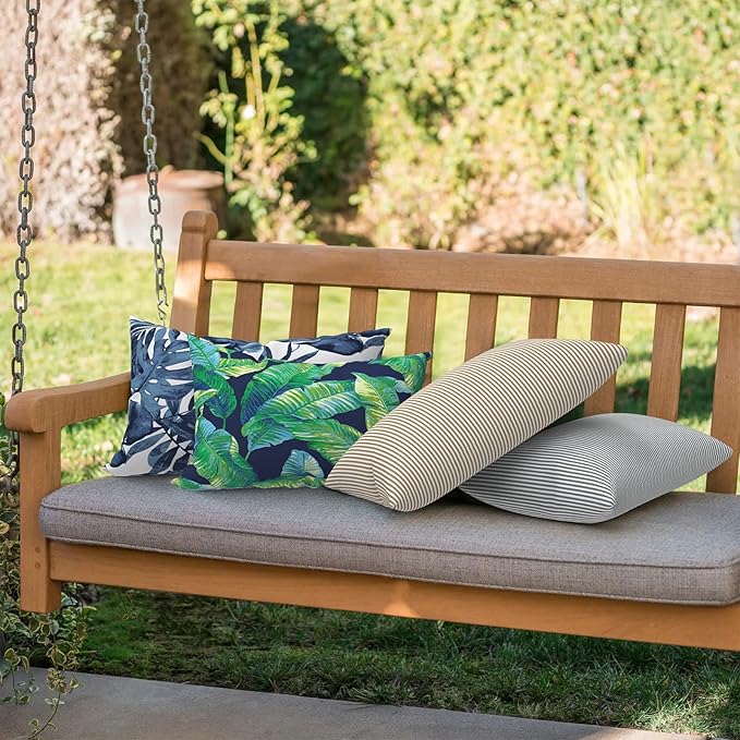 Outdoor/Indoor Lumbar Pillows, Water Repellent Cushion Pillows, 12x20 Inch, Outdoor Pillows with Inserts for Home Garden, Pack of 2, Hanalei Lagoon