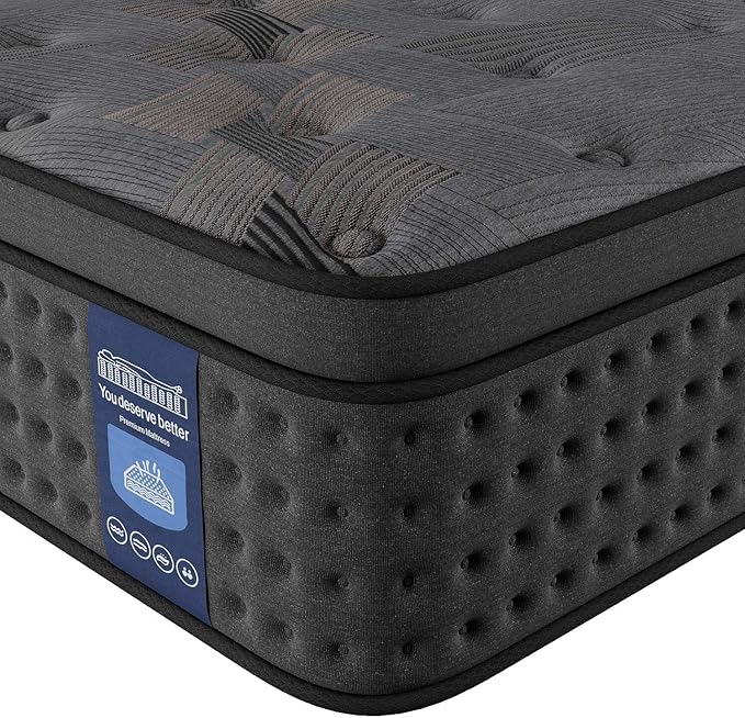 King Mattress,10 Inch Hybrid King Size Mattress in a Box and Individual Pocket Springs,Fiberglass Free, Soft and Breathable,Ergonomic Design & Pressure Relief.