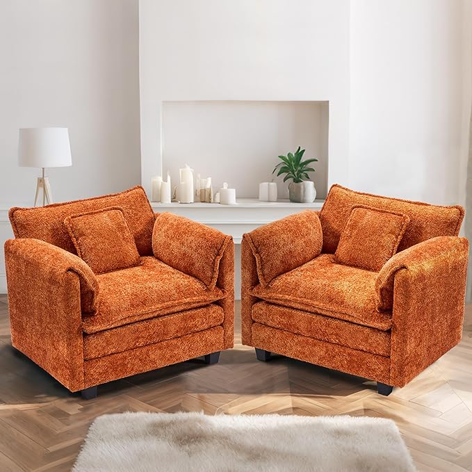 SweetGO corporation 42'' Plush Chaise Lounge Chair Indoor, Single Sofa Accent Chair with Ottoman for Living Room/Bedroom, Modern Couch for Reading