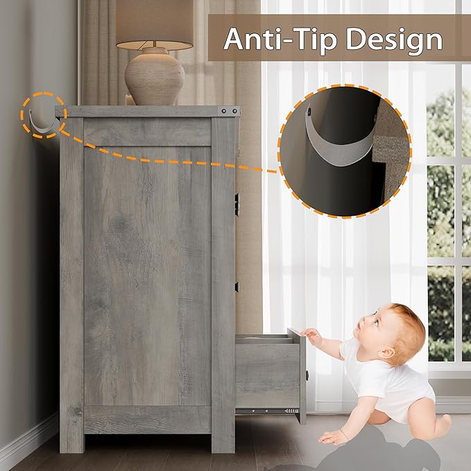 7-Drawer Dresser, Modern Wooden Storage Chest of Drawers, Dresser TV Stand, Wood Drawer Organizer with Metal Handles for Bedroom, Living Room, Hallway