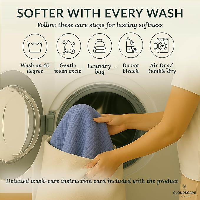 Soft 4 Layer Muslin Blanket Twin Size, 100% Cotton Blanket for Couch, Bed, Sofa, Pre-Washed Gauze, Best for Summer, 68x92, Lavender Blue