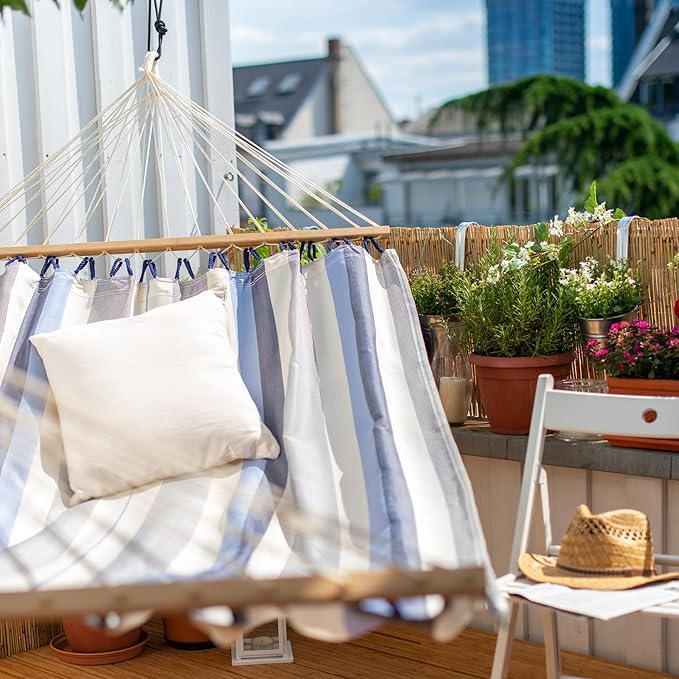 LA Siesta® Alisio Hammock with Spreader Bar & CasaMount, Suspension Kit for Walls Ceilings & Square Beams - Weatherproof Outdoor Hammock - 2 Person Hammock Bed Double Hammock - Max 355 Lbs, Sea Salt