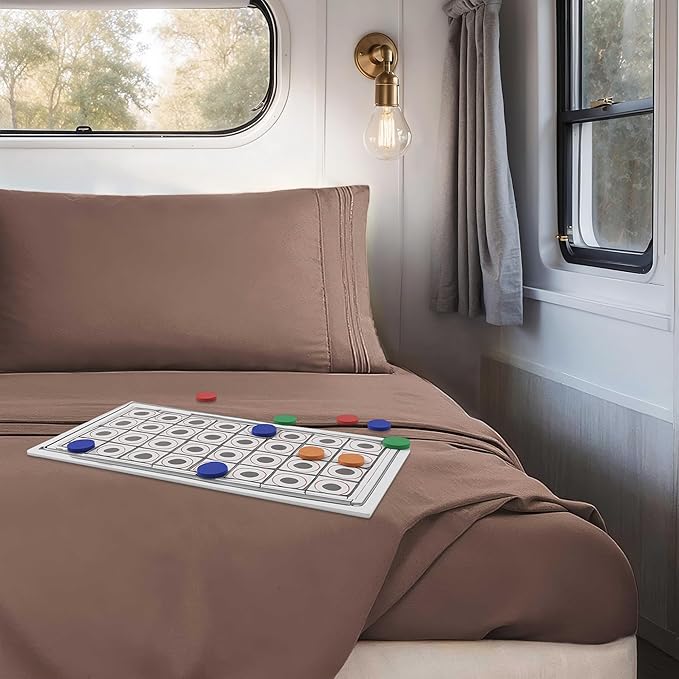 Clara Clark Bed Sheets, Premier 1800 Series 4 Piece RV Queen Sheet Set, Luxury Soft Sheets for RV Bunks, Short Queen - Chocolate Brown