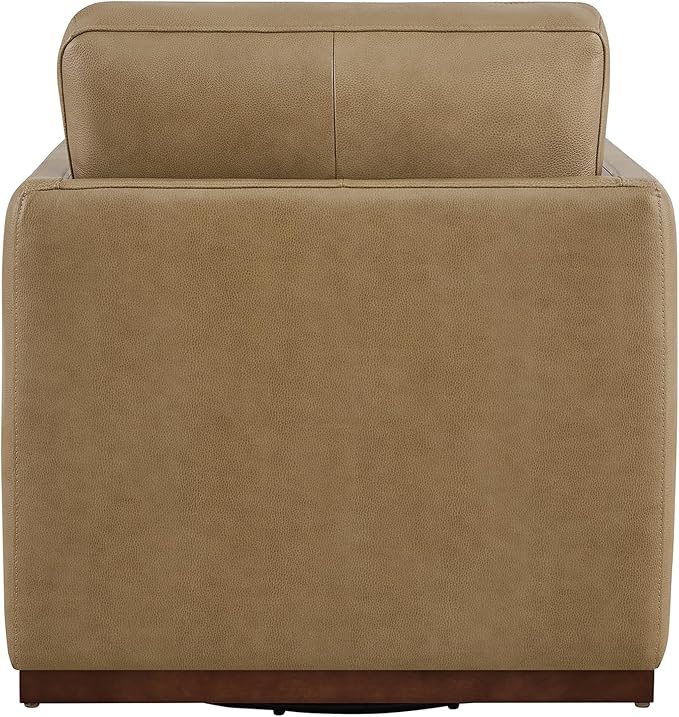 CHITA Genuine Leather Swivel Accent Chair, FSC Certified Mid Century Modern Arm Chair for Living Room and Bedroom, Fully Assembled, Mocha