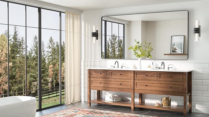 TETOTE 72 x 36 Black Vanity Mirror Large Black Mirror for Living Room Matte Metal Frame, Tempered Glass, Modern Farmhouse Wall Mounted Mirror for Decorative(Horizontal/Vertical)