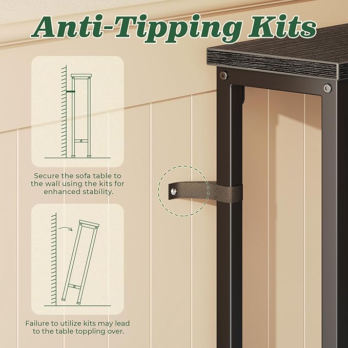 SUPERJARE 5.9 Inch Narrow Console Table with Outlet, Sofa Table Set of 2, Total Length 78'', Behind Couch Table, Long Entryway Tables with Charging Station, for Living Room, Hallway, Black