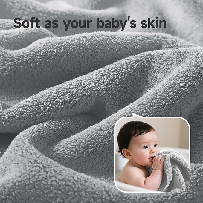 REDKISS Soft 4 Piece Bath Towel Set - 2 Handtowels, 2 Bathtowels | Super Absorbent, No Lint & No Fading,Ultra-Fiber Coral Fleece | Perfect for Bathroom, Spa, Gym | Family & Adults-Grey Gray Sets