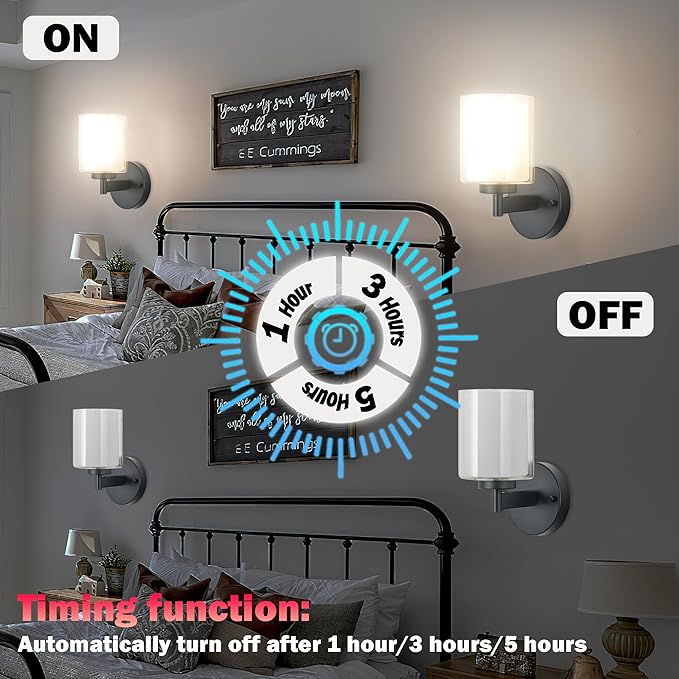 Battery Operated Wall Sconce Set of 2, Wireless Wall Sconce with Remote,10000mAh Rechargeable RGB Dimmable Bathroom Light Fixtures with Double Clear Glass Shade NOT Hardwired