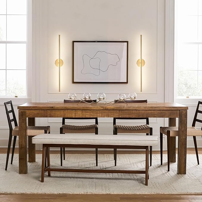 Battery Operated Wall Sconces with Remote Control, Dimmable Wall Sconces Set of Two, 350°Rotate, 3000K LED Gold Wireless Wall Light for Living Room, Bedroom, Hallway, 40.1 Inch (2 Pack)