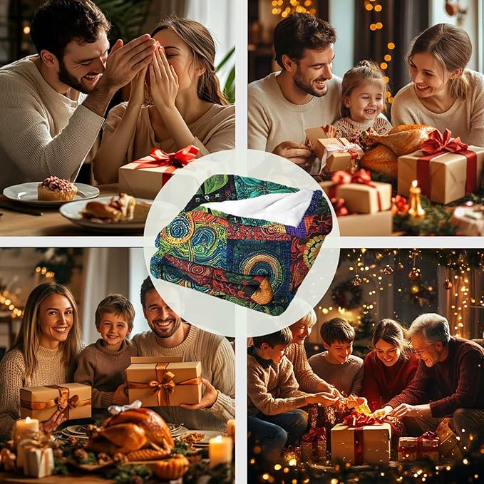 St Patricks Day Throw Blanket, Patchwork Style, Printed Shamrock Clover Blanket Gift for Women and Men, Lightweight Soft Fleece for Couch, Bed, Sofa, and Home Decor, 50x60 Inches