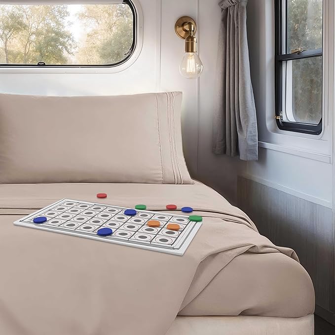 Clara Clark Bed Sheets, Premier 1800 Series 4 Piece RV Queen Sheet Set, Luxury Soft Sheets for RV Bunks, Short Queen - Linen