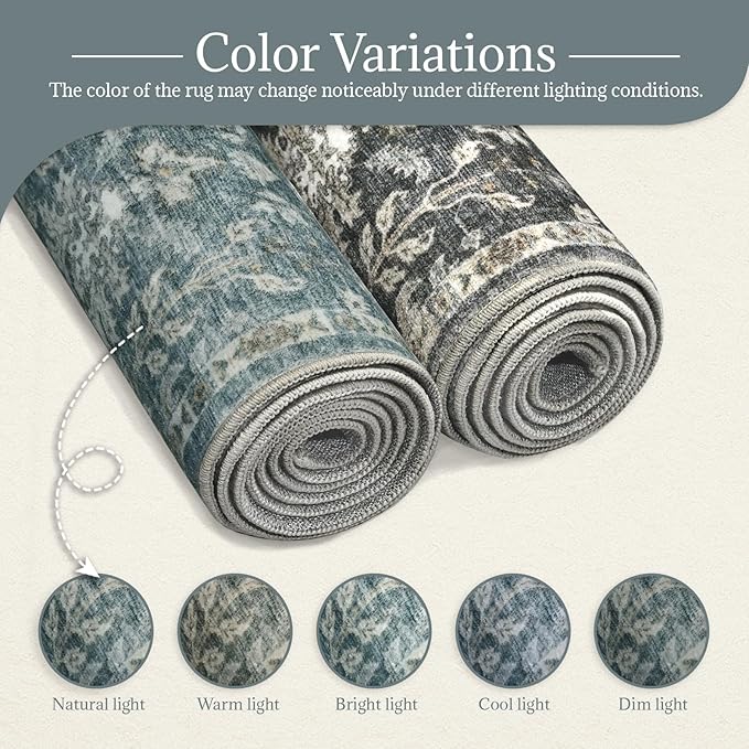 8x10 Washable Area Rugs Ultral Soft Non-Slip Stain Resistant Vintage Boho Large Carpet for High-Traffic Living Room & Dining Room