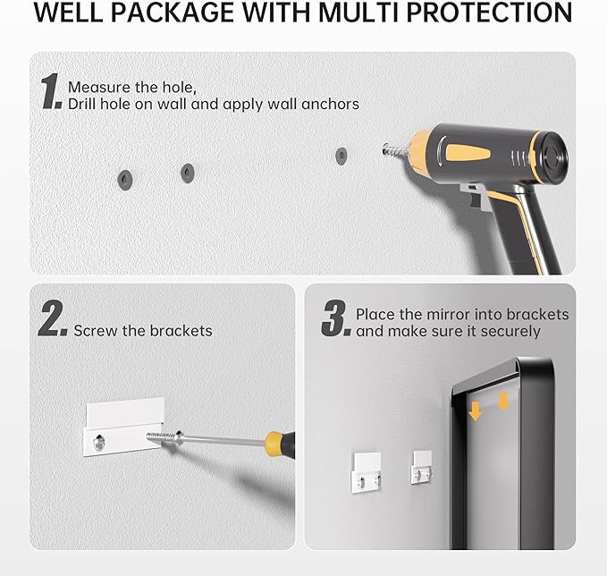 Hasipu Black Bathroom Mirror for Wall, 51 x 30 Inch Metal Framed Bathroom Mirrors for Over Sink, Rectangle Bathroom Vanity Mirror, Anti-Rust, Tempered Glass, Horizontal or Vertical