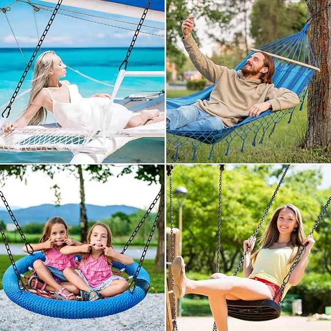 Hammock Chair Chain, 2 Pack 44in Hanging Swing Chain with 4 Carabiners, 660LB Capacity Heavy Duty Hammock Hanging Kit for Punching Bags, Swing Hangers, Porch, Patio, Playground Indoor Outdoor (Black)