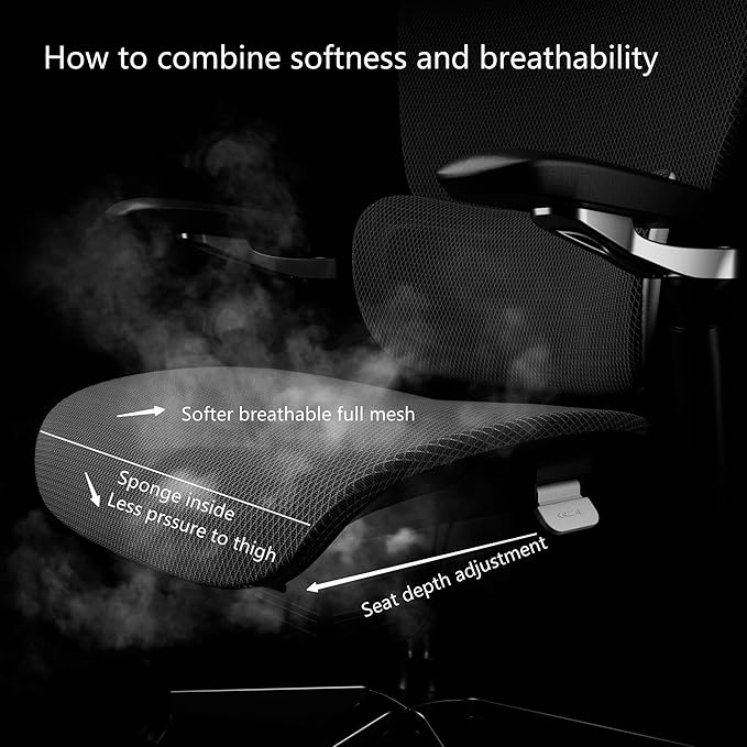 Ergonomic Office Chair, Big and Tall Mesh Home Office Desk Chair with Adjustable Lumbar Support, Gaming Chair with Headrest, 5D Armrest,90-130°Tilt, BIFMA Certified, Model Zen (Grey)