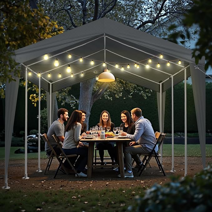 VINGLI 12x20 Carport Canopy Portable Garage, Car Canopy Heavy Duty Car Tent Garage for SUV, Boats, RVs, Trucks Party Tent Boat Shelter(Without Sidewalls)