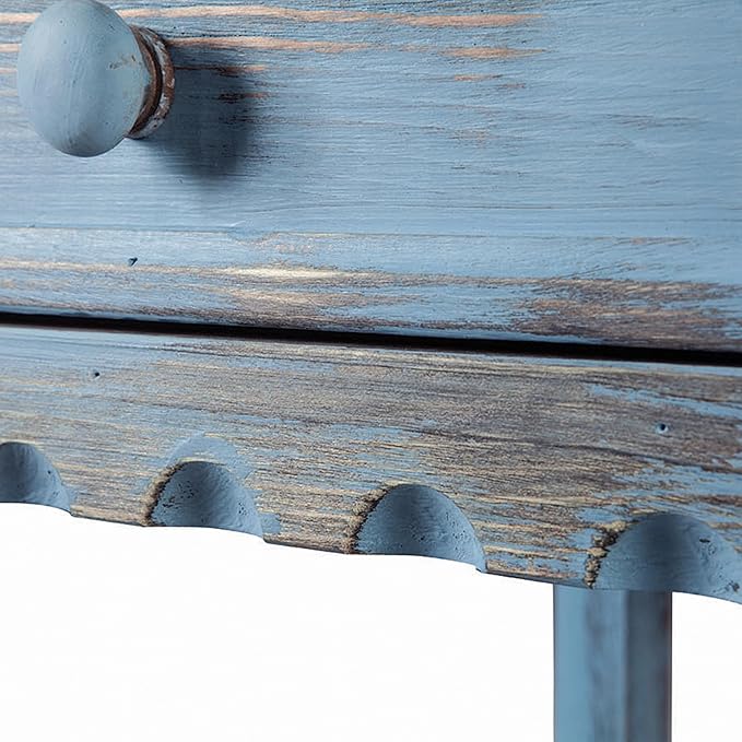 Alaterre Furniture Rustic Cottage Media Console Table, Antique Blue with 1 Drawer and 1 Shelf, Hardwood Construction, Ideal for Living Room or Entryway