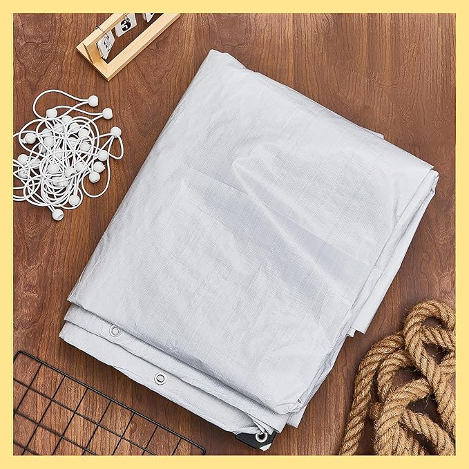 12 x 20 ft Heavy Duty Canopy Replacement Cover Waterproof Carport Garage Car Shelter Tarp Tent for Car Canopy with 50 Ball Bungees, Only Top Cover, Frame is Not Included