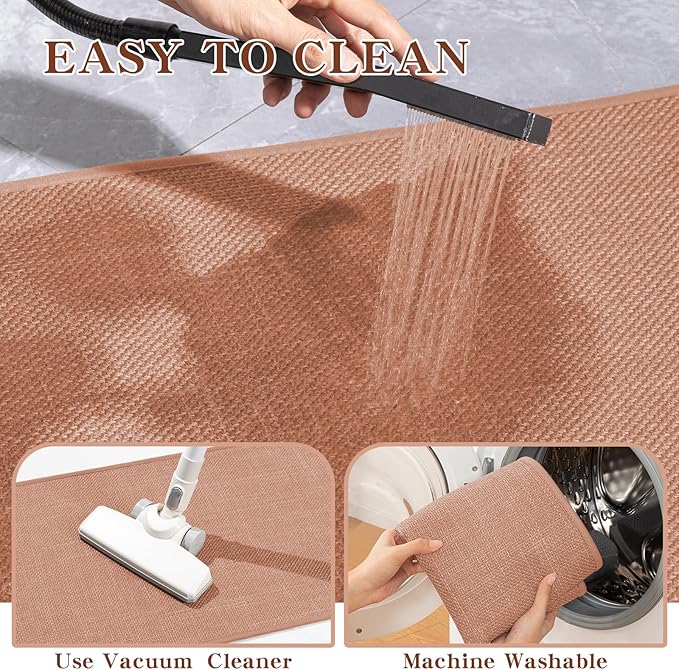 chakme Bathroom Rugs Mat 32x17, Ultra Thin Non Slip Bath Mat Quick Dry Absorbent Bath Mat for Bathroom Floor, (Dark Pink, 32"x17")