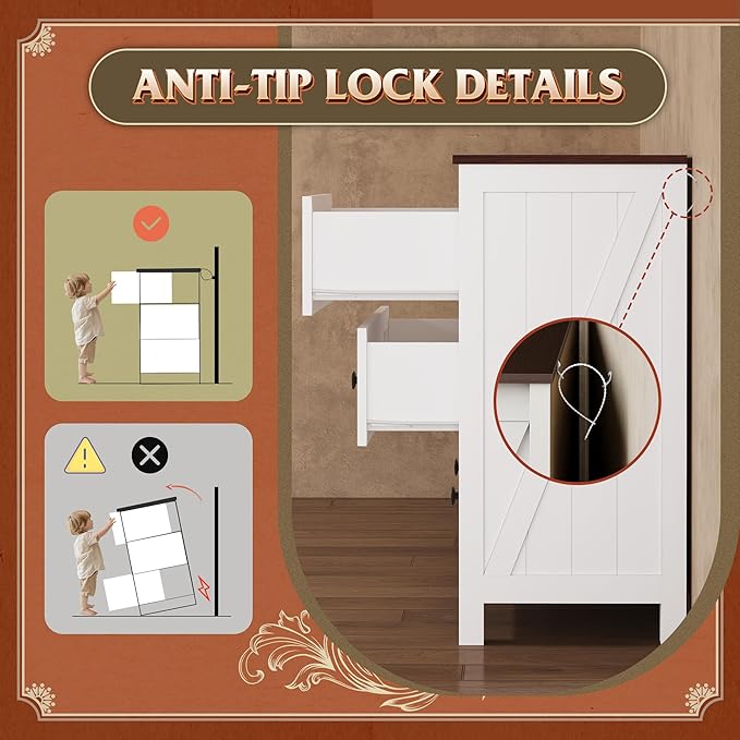 WLIVE Farmhouse Dresser for Bedroom, 51.18'' Wide 7 Drawer Wood Dresser, White TV Stand for 65 inch TV, Wooden Chest of Drawers for Bedroom, Modern Clothes Organizer for Living Room, Hallway