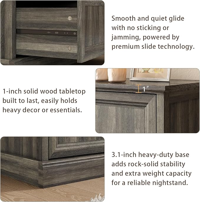 Farmhouse 6 Drawer Dresser for Bedroom, 55 Inch Wide Modern Grey Dresser TV Stand with Large Drawers & Bar Handles, Rustic Wood Chest of Drawers for Bedroom, Living Room, Hallway, Entryway.
