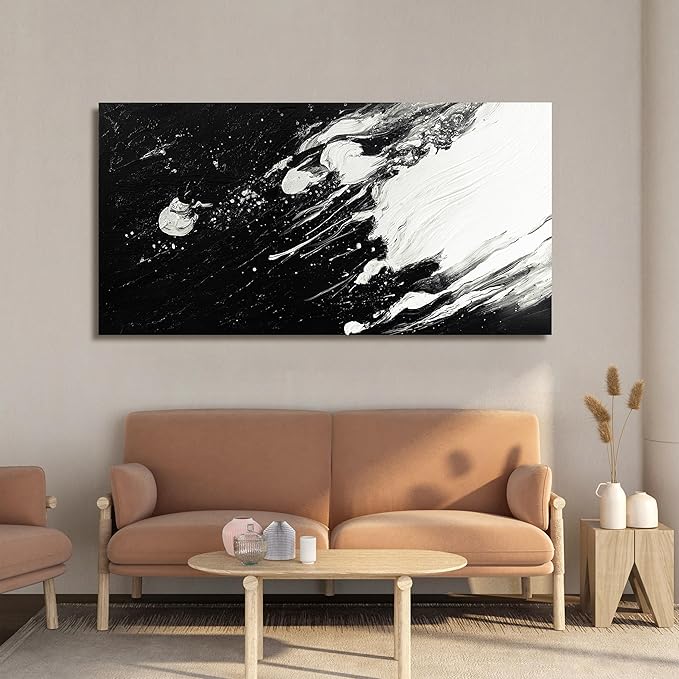 Canvas Wall Art Decor Modern Black and White Wall Art Prints Abstract Wall Art for Living Room Abstract Black Art Abstract Canvas Art Wall Decor Artwork for Walls Bedroom Office Decor 20" X 40"