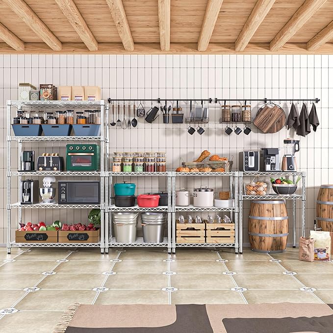 1750 LBS Storage Shelves 5-Tier Utility Shelving Unit Steel Organizer Wire Rack for Home,Kitchen,Office,Garage, Capacity 17.7" D x 47.2" W x 72.3" H