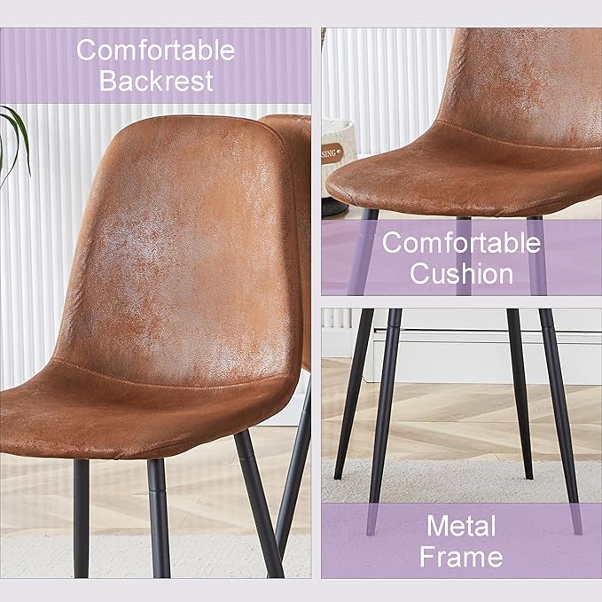 45 Inch Round Dining Table Set for 4, 5 Piece Kitchen Table and Chairs Set, Black Faux Marble Table Top, Small Space Dining Set for Apartment or Dining Room