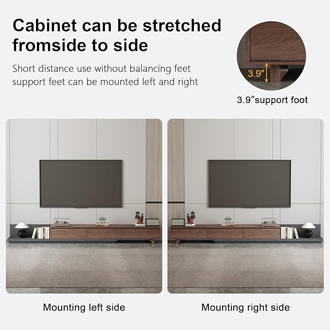 78.7–130" Extendable TV Stand with 3 Drawers - Mid-Century Modern Adjustable Entertainment Center, Perfect for Living Room, Walnut