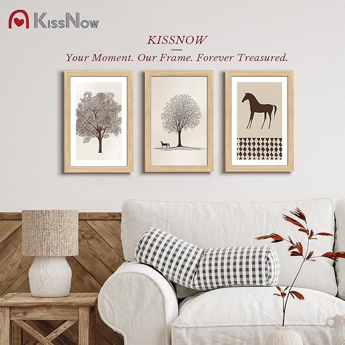 11x17 Picture Frame 4 Pack, Natural Oak Wood, Wall Gallery Poster Frame