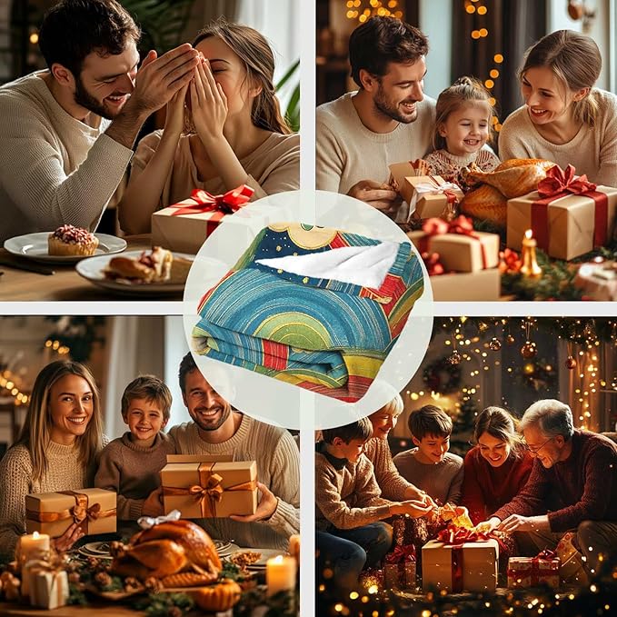 Rainbow Throw Blanket for Women Girls, St Patricks Day Clover Decor for Living Room and Bedroom, Fluffy Lightweight Fleece, Giftable, 50x60 Inches