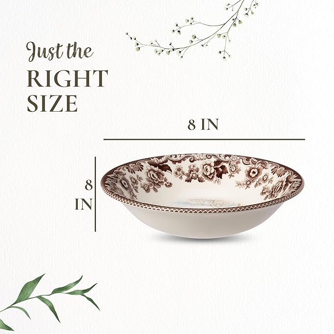 Spode Woodland Ascot Cereal Bowl, Red Fox – 8" Fine Earthenware Bowl Made in England, Versatile for Oatmeal, Salads & Desserts, Charming Wildlife Design – Microwave & Dishwasher Safe