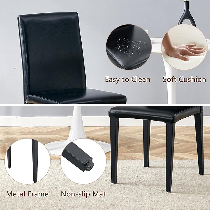 Glass Dining Table Set for 6, 63” Kitchen Table Set for 6, Modern Dining Room Table Set with Upholstered Chairs, Tempered Glass Tabletop with Y Shape Base