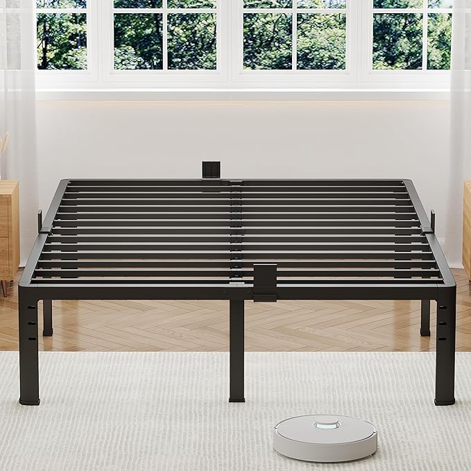 NKZ 14 Inch Full Bed Frame, Sturdy Metal Platform with Round Corner Legs, 3,500 lbs Heavy Duty Steel Slat Support, Easy Assembly, Noise Free, No Box Spring Needed