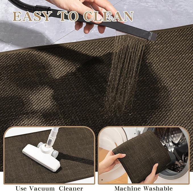 chakme Bathroom Rugs Mat 59x17, Ultra Thin Non Slip Bath Rug Runner Quick Dry Absorbent Bath Mat for Bathroom, (Brown, 59"x17")