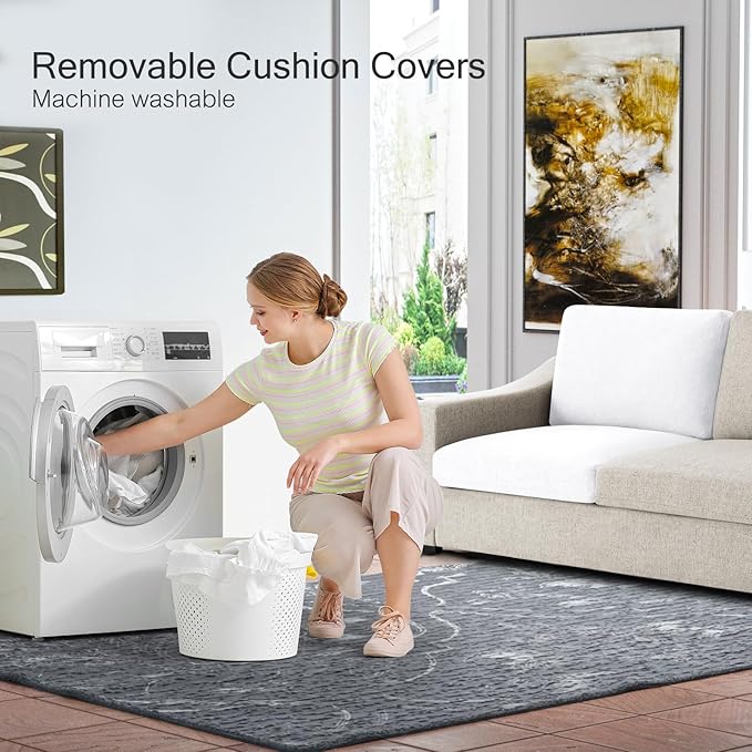 ELUCHANG 47" Oversized Accent Chair Set of 2, Linen Fabric Modern Chair with Washable Covers, Comfortable Upholstered Large Armchair for Living Room, Bedroom, Office, Oatmeal