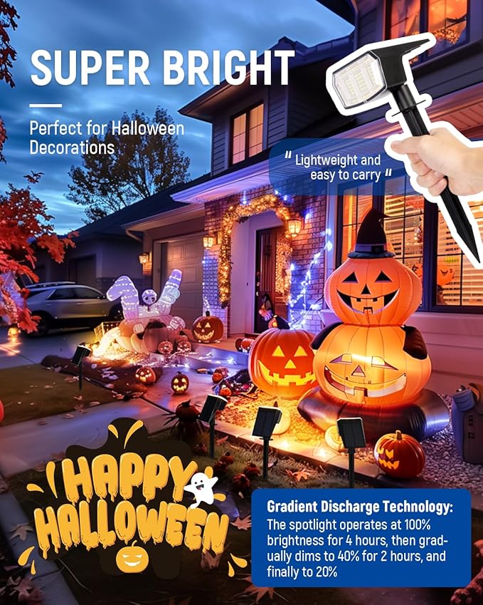 Solar Lights Outdoor Lighting IP65 Waterproof, 63LED Solar Spotlights, 3 Pack Solar Powered Lights for Outside, Outdoor, Yard, Landscape Light-Warm Light