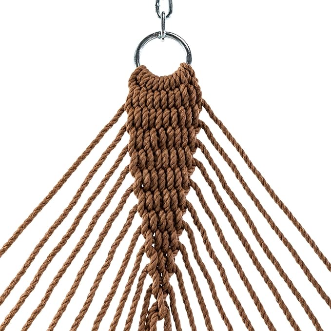 Original Pawleys Island 15DCAB Presidential Antique Brown Duracord Rope Hammock w/Extension Chains & Tree Hooks, Handcrafted in The USA, Accommodates 2 People, 450 LB Weight Capacity, 13 ft. x 65 in.