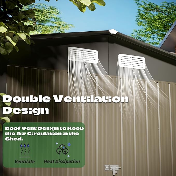 8' x10' Outdoor Metal Storage Shed, Outdoor Metal Shed, All-Weather Resistant Steel Garden Shed with Double Lockable Door, Waterproof Garden Tool Storage Shed for Patio, Backyard, Lawn