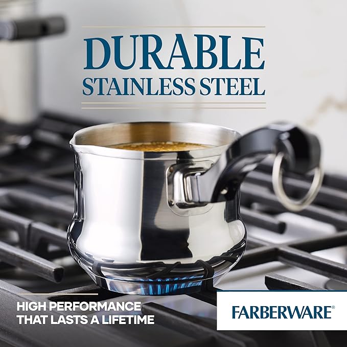 Farberware Classic Series Stainless Steel Butter Warmer/Small Saucepan Dishwasher Safe, 0.625 Quart, Silver