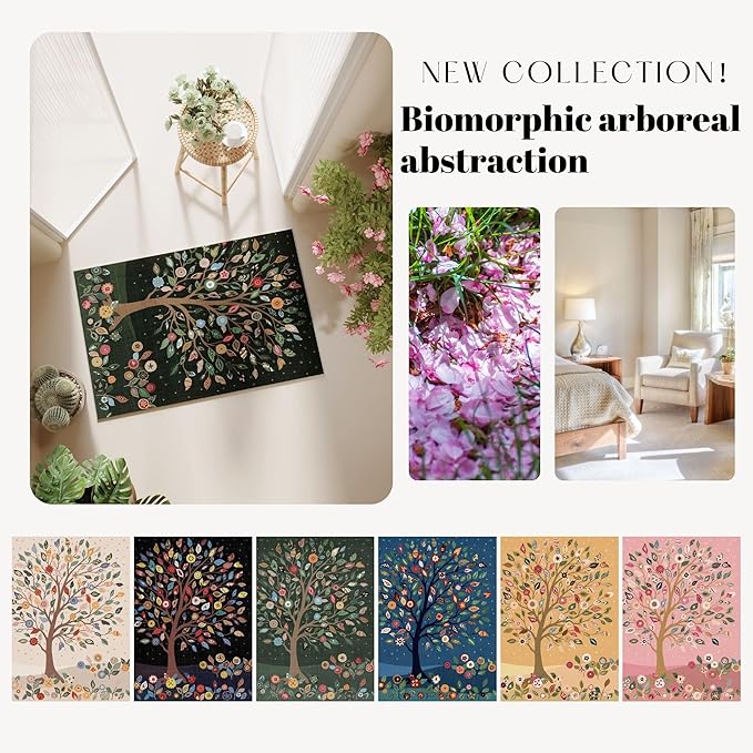 Runner Rug for Kitchen Rug Non Slip 2'x6' Washable Rugs Floral Tree with Rubber Backing Bohemian Soft Carpet Runner for Kitchen, Laundry, Bedroom, Bathroom, Green