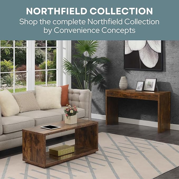 Convenience Concepts Northfield Hall Console Table 48" - Modern, Minimalist Narrow Sofa Display Accent for Contemporary Living Room, Entryway, or Hallway, Cherry