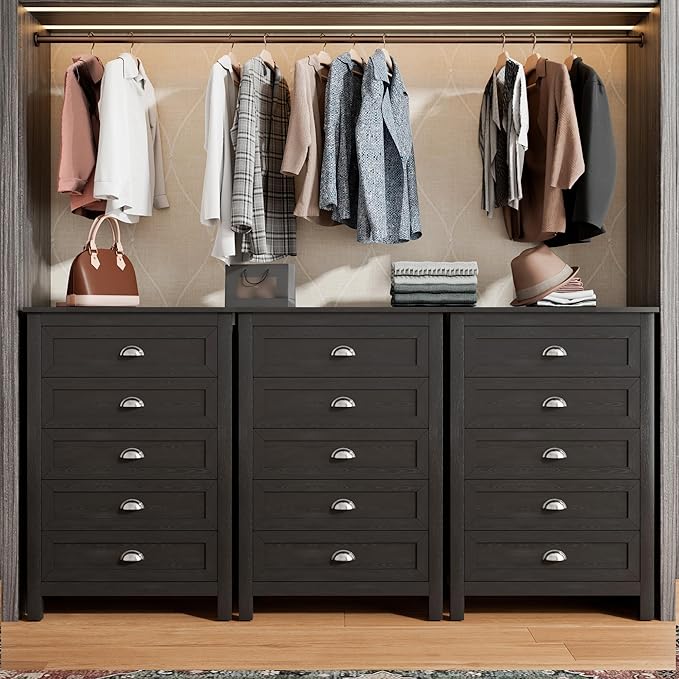 Wananlanen® Farmhouse Dresser for Bedroom, Antique Double Dresser & Chest of Drawer with Vintage Handle and Storage, Wooden Tall Rustic Organizer for Bedroom