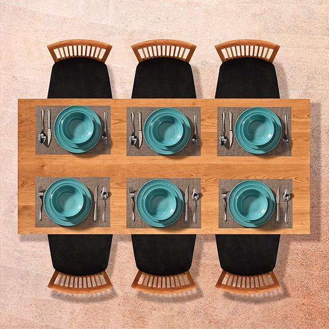 TP 18-Piece Dinnerware Set, Melamine Dishes Set with Bowls and Plates, Service for 6, Non-breakable Lightweight Dining Tableware, Teal