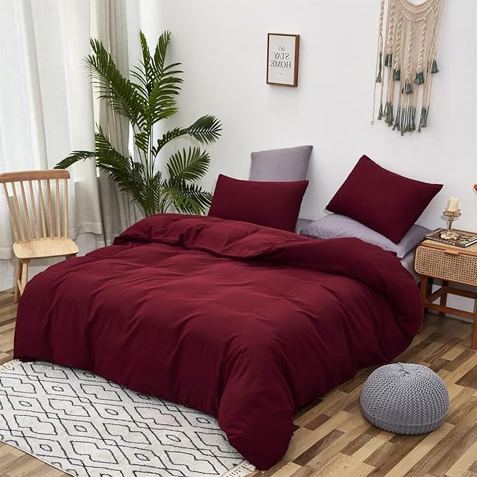 Cottonight Burgundy Comforter Queen Women Girls Wine Red Bedding Comforter Set Claret Dark Red Comforter Soft Breathable Claret Blanket Quilt Durable Comforter Set Queen Bed