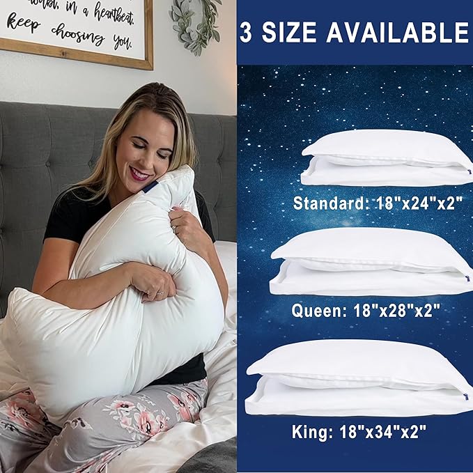 ACCURATEX Fluffy Pillow Cover, 100% Cotton Shell Filled with Down Alternative, Revive Old Flat Pillows, L Shaped Zipper Pillow Protector for King Size Pillow, Removable & Machine Washable