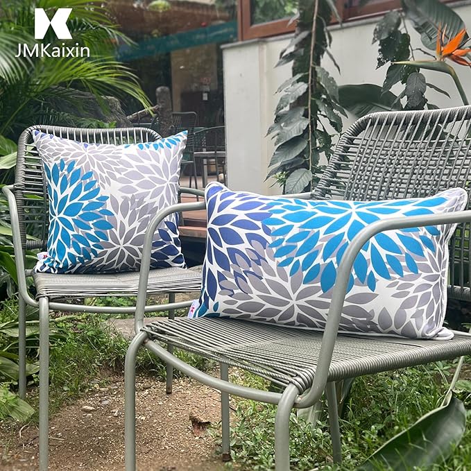 Outdoor Pillows, Pack of 2 Waterproof Decorative Throw Pillows with Inserts, 18”x18” Square Pillows for Bed, Couch, Sofa and Patio Furniture