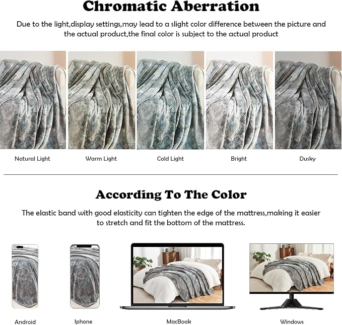 NEWCOSPLAY Super Soft Throw Blanket Multi Grey Premium Silky Flannel Fleece Leaves Pattern Lightweight Bed Blanket All Season Use (Multi Grey, Throw(50"x60"))