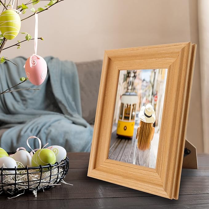 GraduationMall 4x6 Wooden Picture Frames,Real Glass,Wall or Tabletop Display Photo Frames,Oak Set of 2