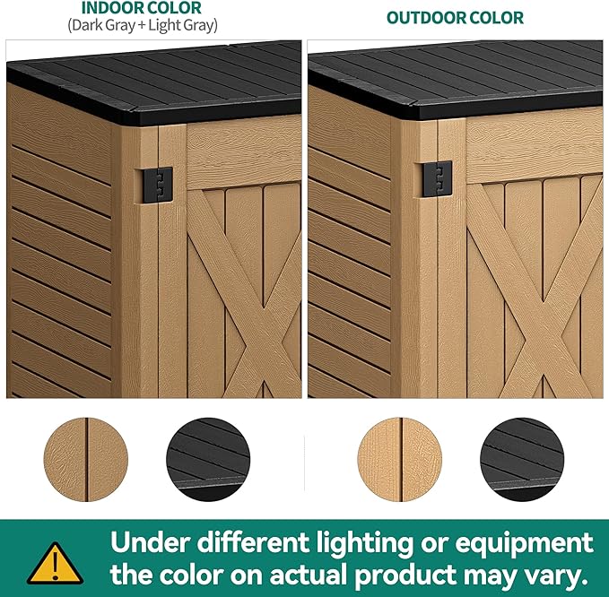 YITAHOME Outdoor Resin Storage Sheds with X-Shaped Lockable Door, 39 in Height Lockable Waterproof Horizontal Shed w/o Shelf, Easy to Assemble Shed Storage for Garden Tools, Brown